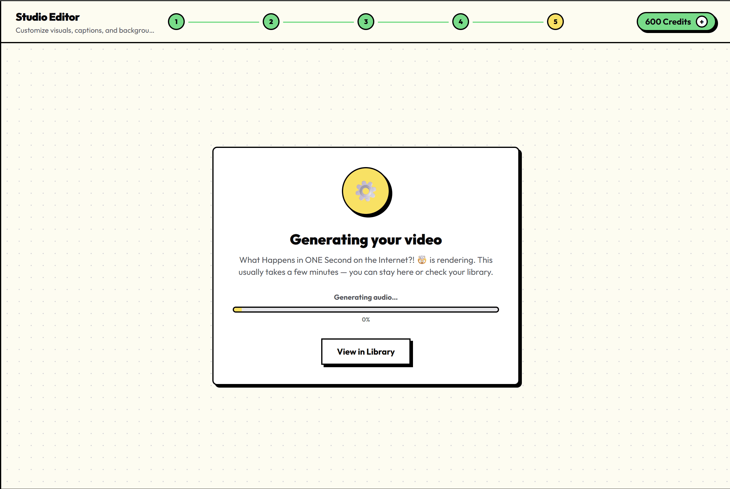 Generating your video — render in progress